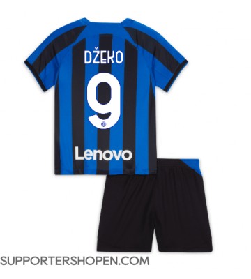 Inter Milan Edin Dzeko #9 Hemmatröja Barn 2022-23 Kortärmad (+ korta byxor)